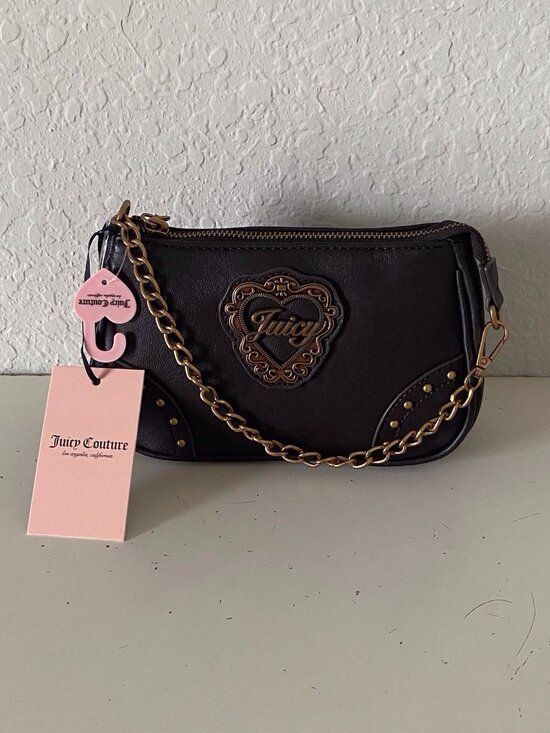 Juicy Couture Handbags - Juicy Couture In Her Juicy Era Convertible Wristlet Mini Bag Purse Chocolate NEW